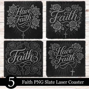 5 Faith Jesus Laser Engraving PNG File, Slate Coaster Files For Engraving, Tile Laser File Digital Download, Laser Burn PNG, Xtool, Slate
