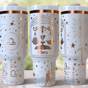 Zodiac Sign LIBRA Laser Engraved Full Wrap Design for 40oz Tumbler, Digital Download, SVG For Laser Rotary, 40oz Tumbler Laser Wrap, SVG