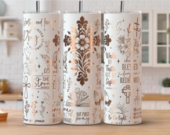 Christian Prayer Jesus Laser Engraved 20oz Skinny Tumbler Wrap SVG PNG Design Seamless