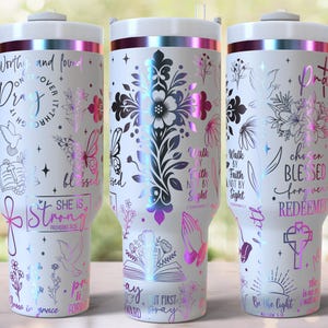 Oración cristiana de Jesús, diseño grabado a láser para vaso de 40 oz, descarga digital, SVG para láser rotatorio, envoltura láser para vaso de 40 oz imagen 3