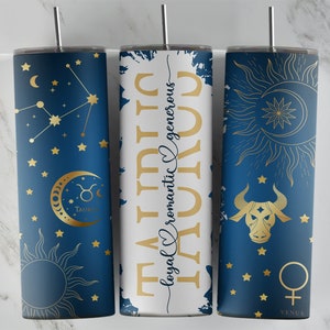 TAURUS Zodiac Sign • Zodiac Constellations 20oz Skinny Tumbler Sublimation Template Design • PNG • Astrology • Horoscope • Digital Download