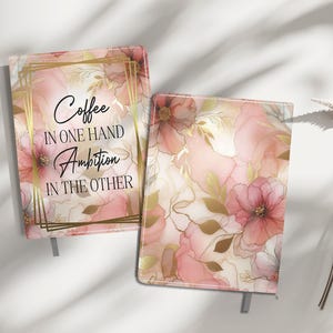 Alcohol Ink Flowers Journal Cover PNG Sublimation Design, Printable Journal Planner Cover, Spiral Notebook Cover, Daily Planner Design,