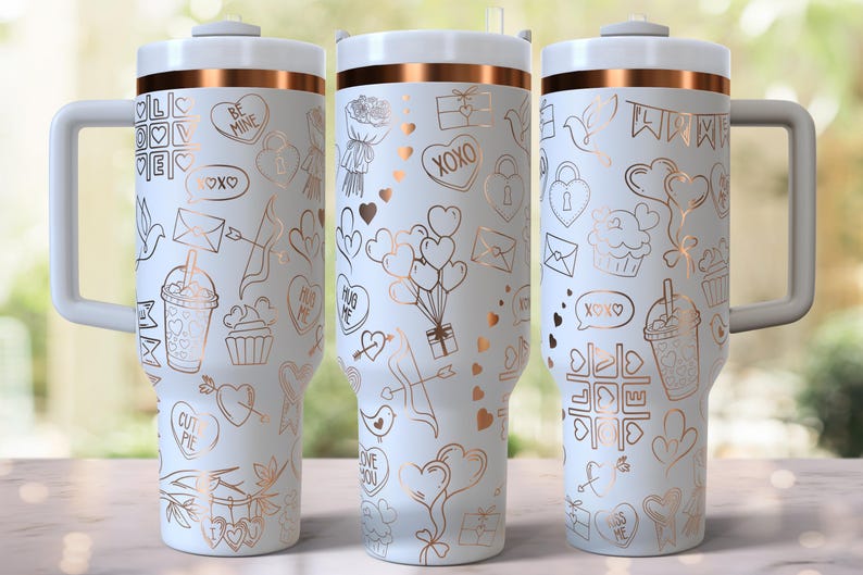 Valentinstag Laser gravierte Full Wrap Design für 40 Unzen Tumbler, digitaler Download, SVG für Laser Rolling, Valentinstag 40 Unzen Tumbler Laser Wrap Bild 1