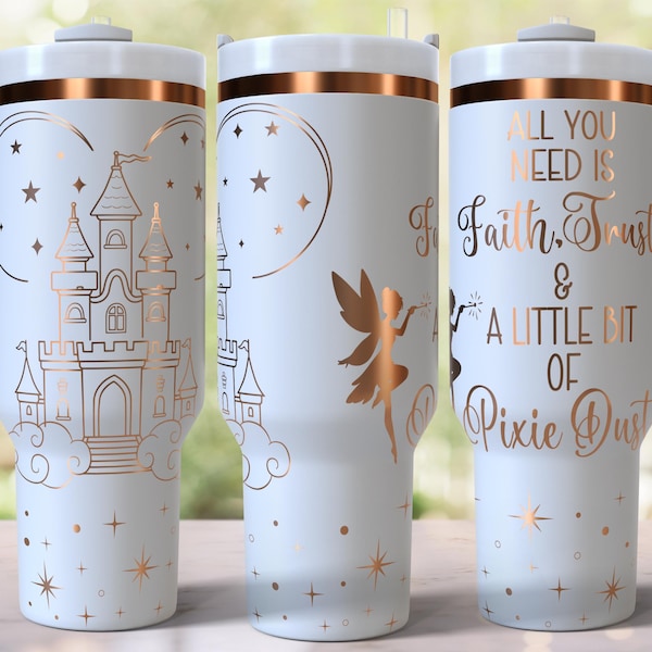 Castle 40oz Tumbler Laser Engraved SVG File, Laser Rotary Digital Design, Fairy Dust 40oz Laser Tumbler Wrap Digital Download