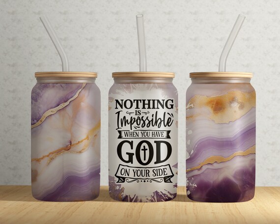 Jesus Faith Quote 16oz Libbey Tumbler Wrap PNG File • Purple Gold Agate Marble 16oz Glass Tumbler Sublimation • Digital FILE