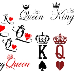 Rei Rainha Digital Download | Ternos de cartas | Sua Rainha, Seu Rei Decalque Arquivos SVG | Arquivos png | Arquivos JPEG | Arquivo Dxf |Download digital |