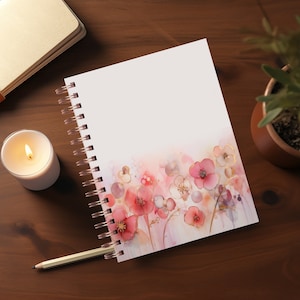 Alcohol Ink Gold Flowers Journal Covers PNG Design Sublimation - Printable Spiral Planner Cover Notebook Cover - Digital Instant Download