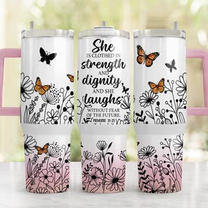 Bible Verse 40oz Tumbler Wrap Sublimation Design PNG, Christian Faith 40oz Quencher Tumbler Template, 40oz Tumbler Design