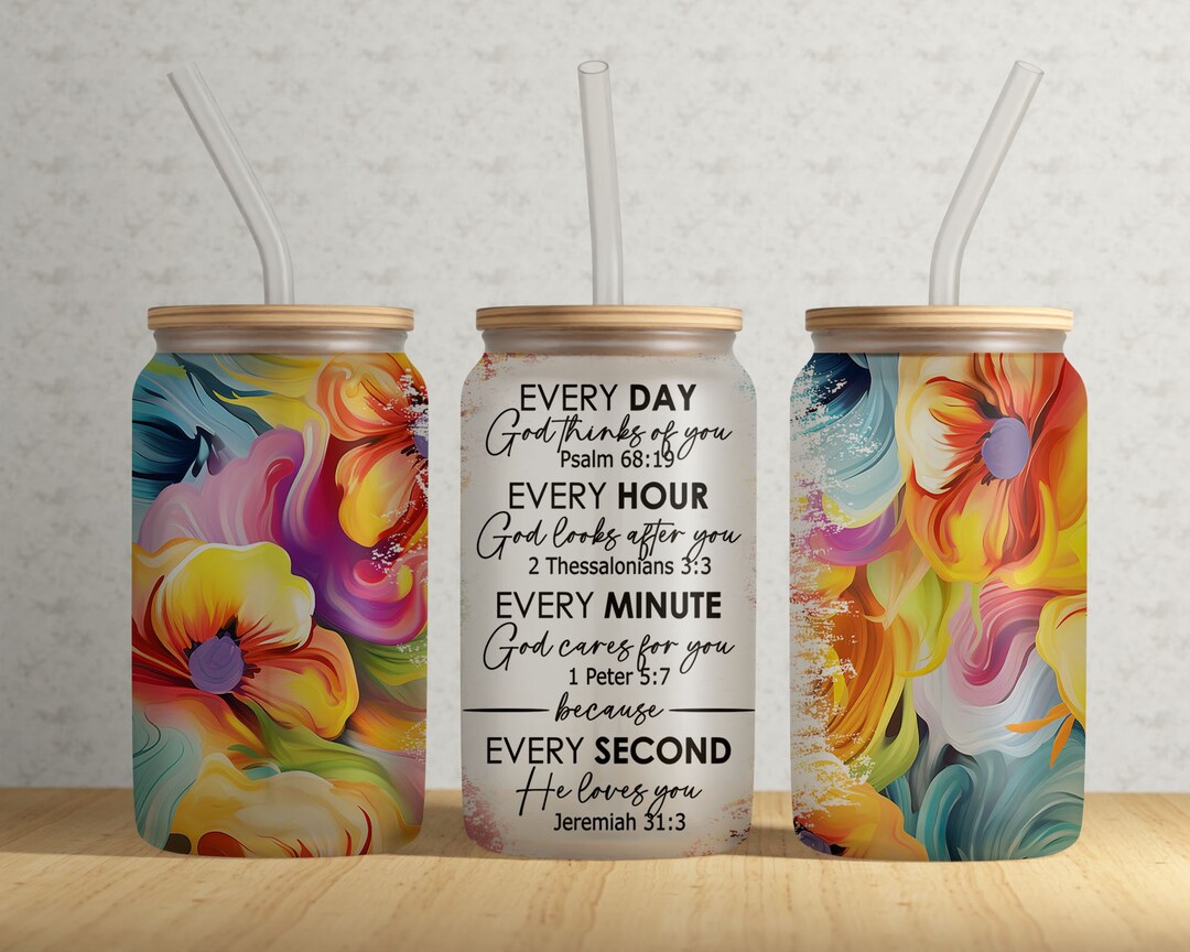 FAITH Jesus Floral 16 Oz Libbey Glass Can Tumbler Wrap PNG File ...