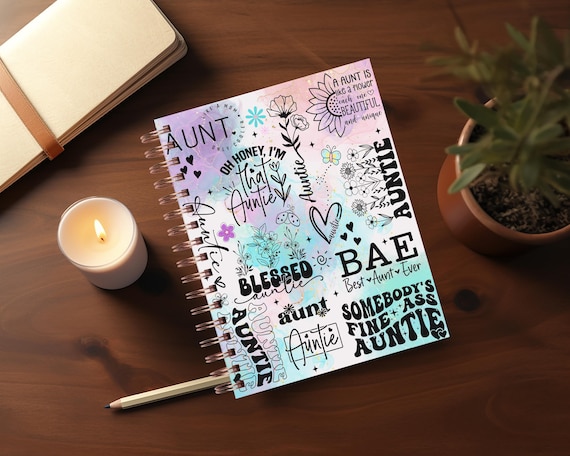 Auntie Aunt Journal Covers PNG Design Sublimation - Printable Planner Cover Spiral Notebook Cover - Mothers Day Journal Cover - Digital