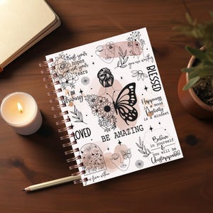 Positive Affirmations Journal Cover PNG Design Sublimation - Printable Planner Cover Notebook Cover - Digital Instant Download