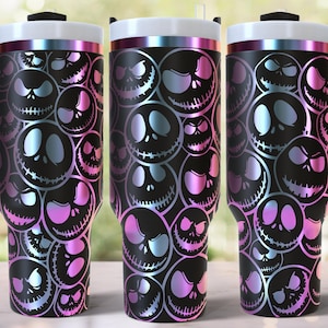 Diseño de esqueleto de Halloween grabado a láser para vaso de 40 oz, descarga digital, SVG para láser rotatorio, envoltura láser para vaso de 40 oz imagen 4