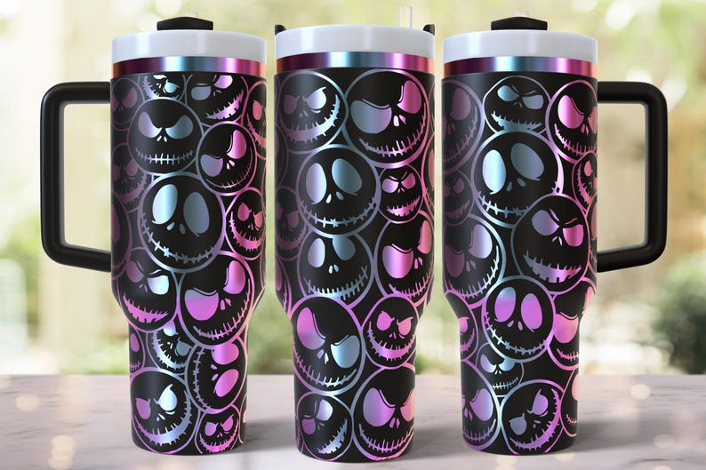 Diseño de esqueleto de Halloween grabado a láser para vaso de 40 oz, descarga digital, SVG para láser rotatorio, envoltura láser para vaso de 40 oz imagen 4