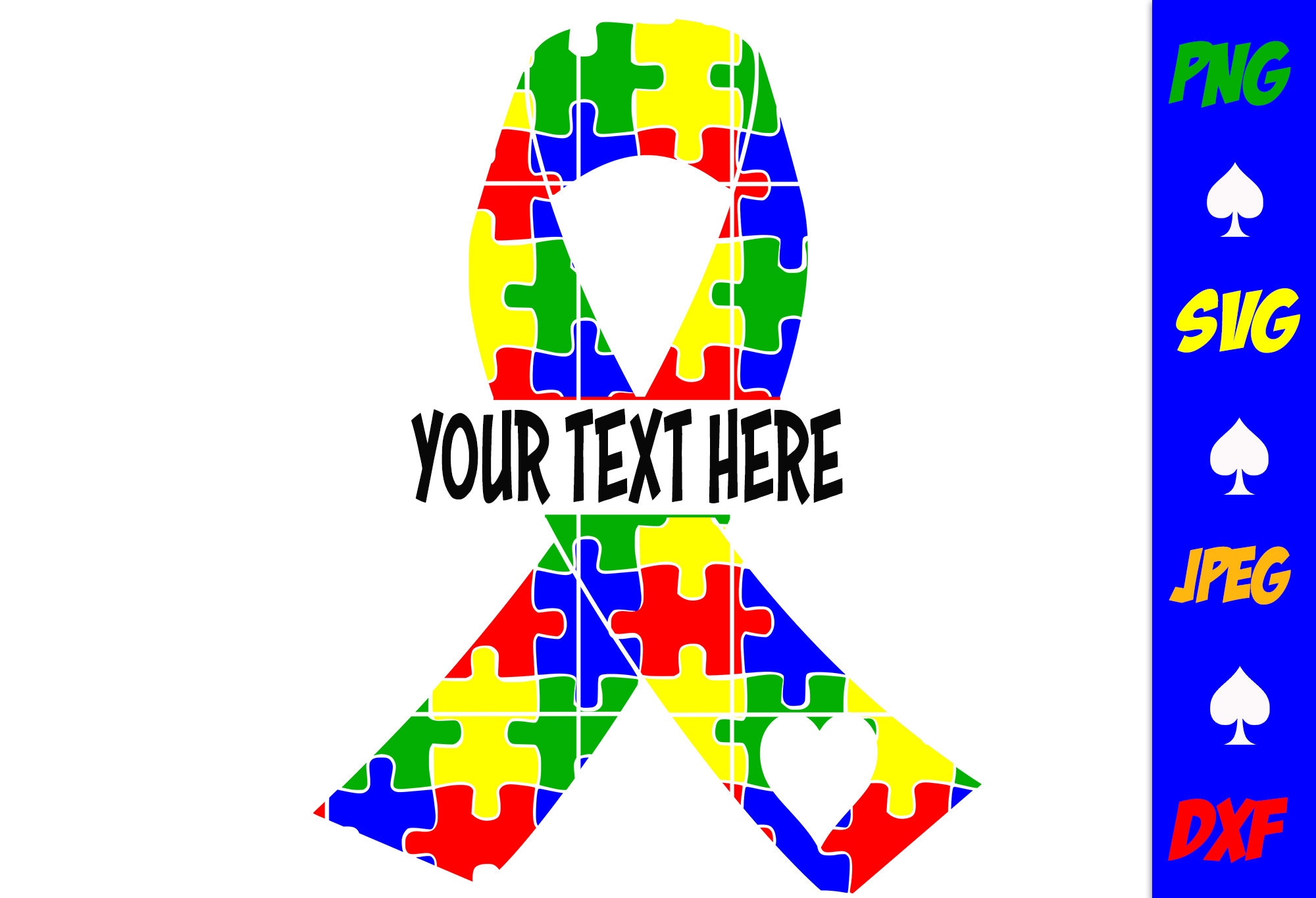 AUTISM RIBBON SVG File Autism Puzzle Pieces Ribbon Svg | Etsy