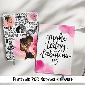 Black Girl Magic Journal Covers PNG Design Sublimation - Affirmation Printable Planner Cover Notebook Cover - Digital Instant Download