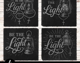 4 Be The Light Laser Engraving PNG File, Slate Coaster Files For Engraving, Slate Tile Laser File Digital Download, Laser Burn PNG, Xtool