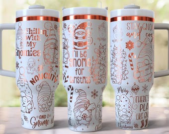 Kerstkabouters lasergegraveerd 40oz beker SVG-bestand, digitale download, SVG voor roterende laser, 40oz beker laseromslag
