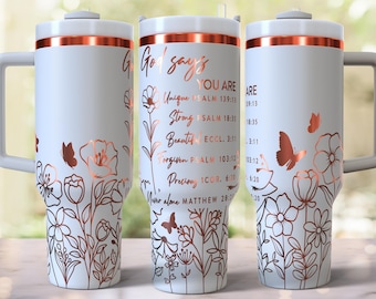 God zegt lasergegraveerd volledig omslagontwerp voor 40oz beker, digitale download, SVG voor roterende laser, bijbelvers 40oz beker laseromslag