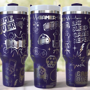 Gaming Laser Engraved Full Wrap Design for 40oz Tumbler, Engraved Tumbler SVG File, Laser Tumbler Design, Gamer 40oz Tumbler Laser Wrap