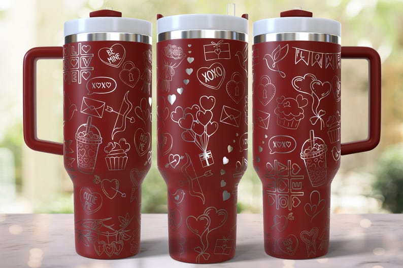 Valentinstag Laser gravierte Full Wrap Design für 40 Unzen Tumbler, digitaler Download, SVG für Laser Rolling, Valentinstag 40 Unzen Tumbler Laser Wrap Bild 4