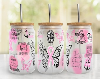 Bröstcancerband 47 cl Libbey glasburk med omslagspapper PNG-fil • Rosa bandet • Bröstcancermånaden • Överlevnadsbekräftelser • Sublimering