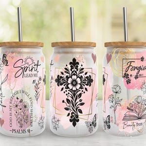 Jesus Christian 16oz Glass Can Wrap PNG File, 16oz Tumbler Wrap, Religious Frosted Glass Sublimation Design,Download