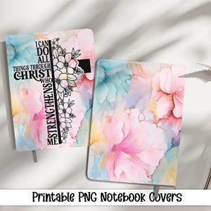 Religious Christian Journal Cover PNG Design Sublimation, Spiral Journal Notebook Cover Daily Planner Cover, Instant Download, Alcohol Ink