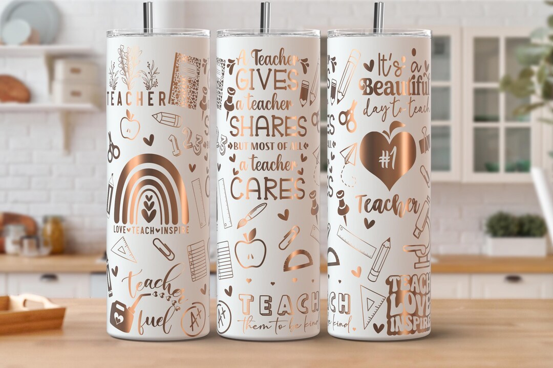 Teacher Laser Engraved 20oz Skinny Tumbler Wrap SVG PNG Design Seamless ...