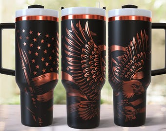 American USA Flag 40oz Tumbler Laser Engraved SVG File, Laser Rotary Digital Design, Eagle 40oz Laser Tumbler Wrap Digital Download