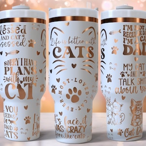 Cat DAD 40 oz Tumbler Laser Engraved Full Wrap SVG, 40 oz Tumbler Wrap Laser, Laser Engraved Svg, Cats 40 oz Tumbler Laser File, Download