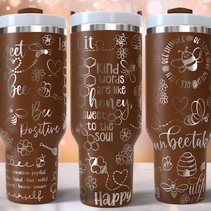 Honey Bees Laser Engraved Full Wrap Design for 40oz Tumbler, Digital Download, SVG For Laser Rotary, Bumble Bee 40oz Tumbler Laser Wrap