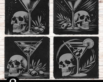 8 Cocktail Drinks Slate Coaster Laser Files, PNG Laser Engrave, Glowforge ,  Laser File Digital Download, Slate Coaster Engraving Design