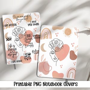 Positive Self Affirmations Journal Cover PNG Design Sublimation - Boho Spiral Notebook Cover Daily Planner Cover - Digital Instant Download