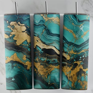 Green Gold Agate Marble 20 oz Skinny Tumbler Sublimation Design PNG file • Gold Green Marble • 20OZ Tumbler PNG Design • Digital File ONLY