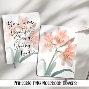 Your Are Beautiful Journal Covers PNG Design Sublimation - Printable Planner Cover Spiral Notebook Cover - Affirmations - Instant Download
