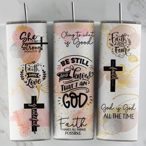 Daily Faith Affirmations • 20oz Skinny Tumbler Sublimation Png File • Religious Quotes •  Boho Skinny Tumbler Design • Digital Download