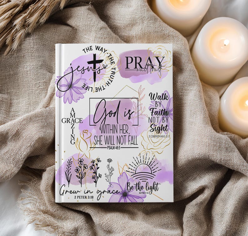God Is Within Journal Covers PNG Design, Printable Planner Cover, Spiral Notebook Cover, Religious Bible Journal Cover Design, Download image 5