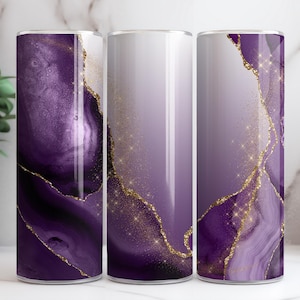 Purple Gold Agate 20oz Skinny Tumbler Sublimation Design • Purple Gold Glitter Skinny Tumbler Wrap • Sublimation  Png File  Digital Download
