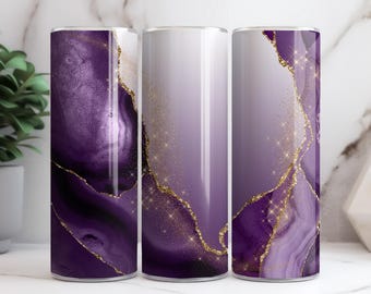Purple Gold Agate 20oz Skinny Tumbler Sublimation Design • Purple Gold Glitter Skinny Tumbler Wrap • Sublimation  Png File  Digital Download