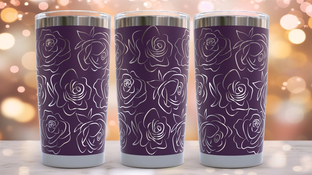 Roses Laser Engraved Full Wrap Design for 20oz Tumbler, SVG, Tumbler ...