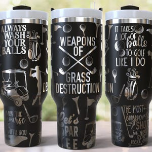 Lasergraverad golfdesign med helomslag för 40oz tumbler, digital nedladdning, SVG för laserrotation, sömlös golffläkt med 40oz tumbler och laseromslag