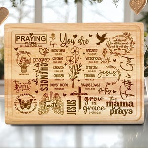 Christian Jesus Cutting Board Laser Engraved File Design, Charcuterie Board SVG, Glowforge, Food Tray Design, Chopping Board Laser Cut File