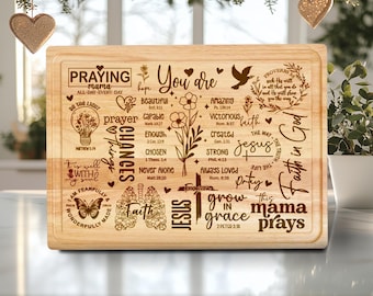 Christian Jesus Cutting Board Laser Engraved File Design, Charcuterie Board SVG, Glowforge, Food Tray Design, Chopping Board Laser Cut File