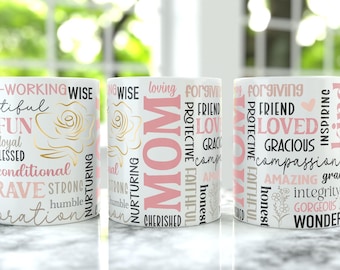 MOM 11oz Coffee Mug Wrap PNG, 15oz Coffee Mug Sublimation Designs, 11oz Coffee Mug Wrap, Pink Mom  15oz & 11oz Cup Digital Design
