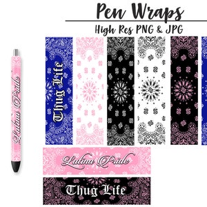 Bandana PEN WRAP Png • Latina Pride • Pen wrap • Thug Life • Hustle • Digital Download • PNG file • Jpg File •