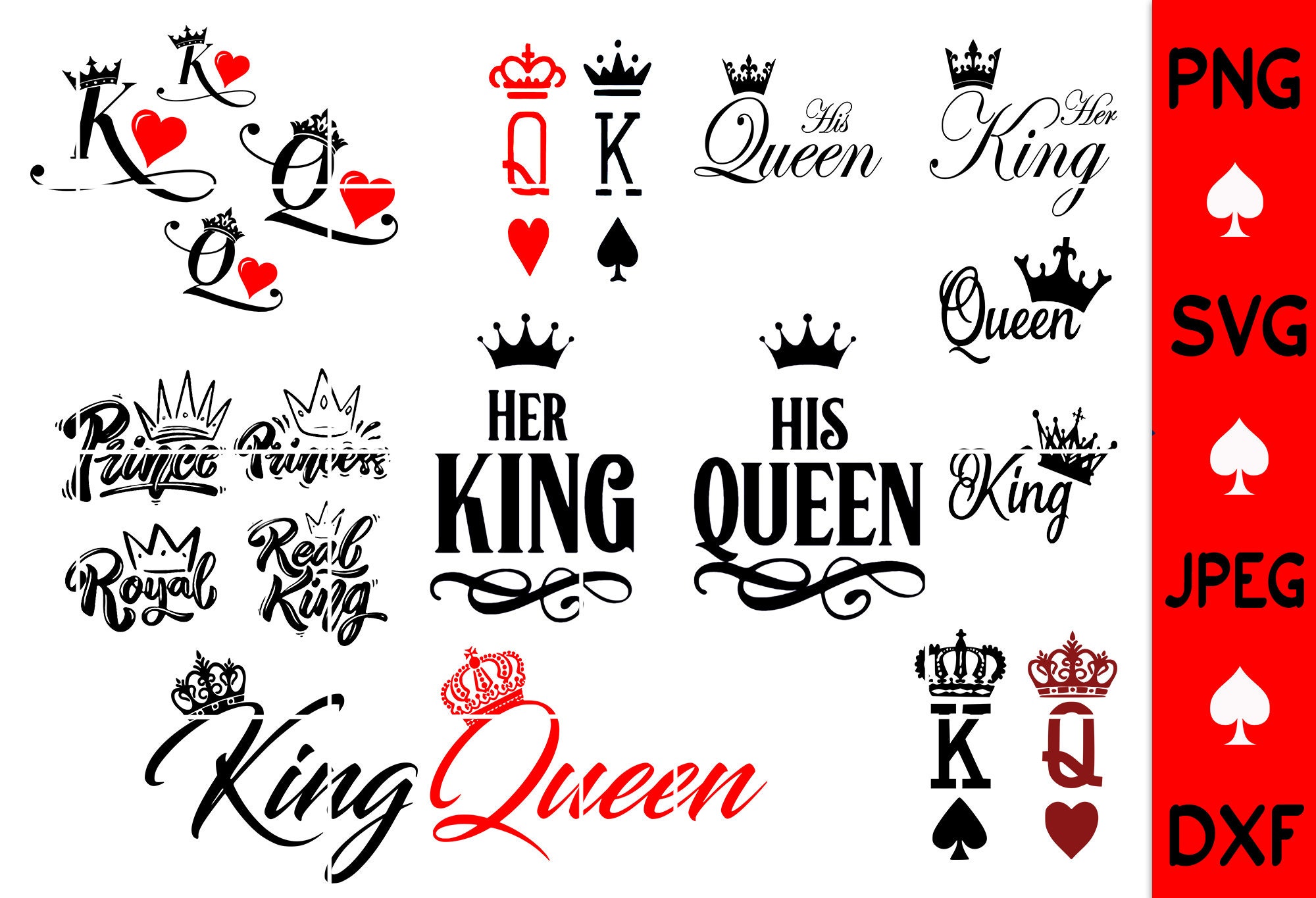 Vector King Queen cdr ai svg pdf png Laser Silhouette Cut file -  Personalizei