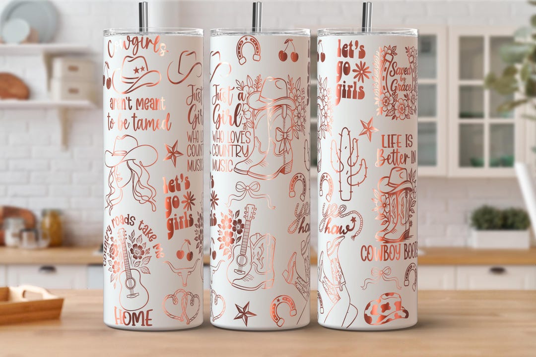 Cowgirl Western Laser Engraved 20oz Skinny Tumbler Wrap SVG PNG Design ...
