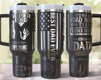 Super Dad Laser Engraved Full Wrap Design for 40oz Tumbler Fathers Day SVG File