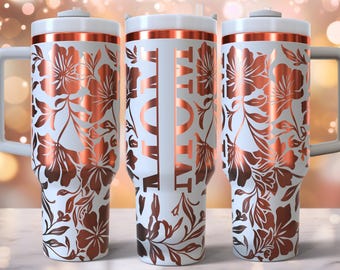 Diseño de envoltura completa con monograma de mamá grabado para vaso de 40 oz, descarga digital, SVG para láser rotativo, envoltura láser para vaso de 40 oz del Día de la Madre de Vine