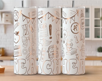 Teacher Laser Engraved Wrap For 20oz Skinny Tumbler SVG PNG File Design Book Worm
